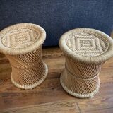 Vintage 70'S rattan and rope stools