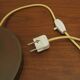 Danish desk lamp 1960s with decorative ribbed shade, brown metal