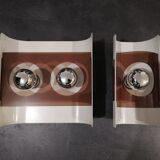 Set of two vintage 70s style wall lamps