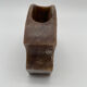 Carved quartz pencil pot and inlaid pearly stones, swans and flowers.