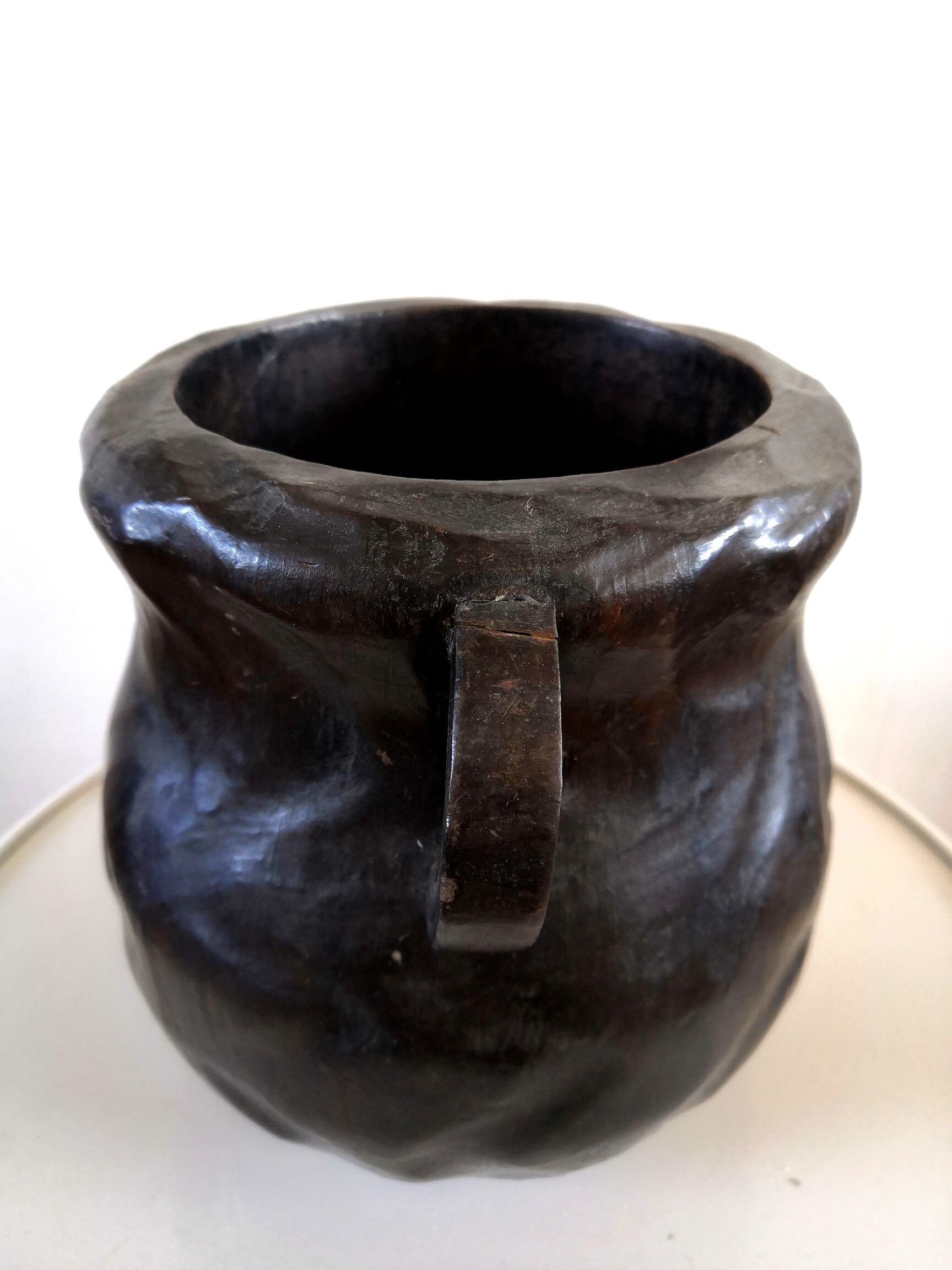 Vintage brutalist wooden pitcher