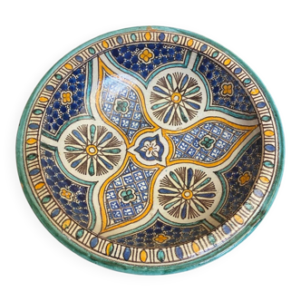 Old Plate SAFI Glazed Earthenware Moroccan 1950s Vintage