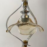 Petal hanging lamp in glass, brass and chrome metal 50