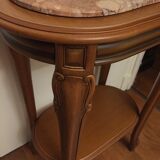 Wooden selet on marble