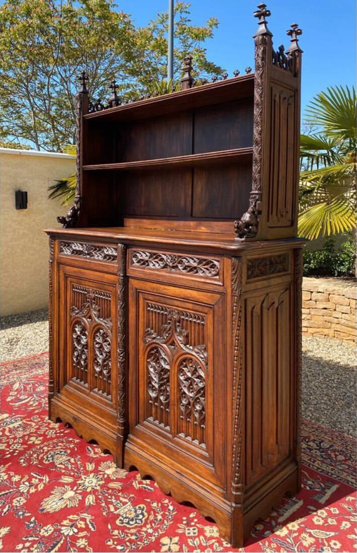 Gothic walnut sideboard / dresser