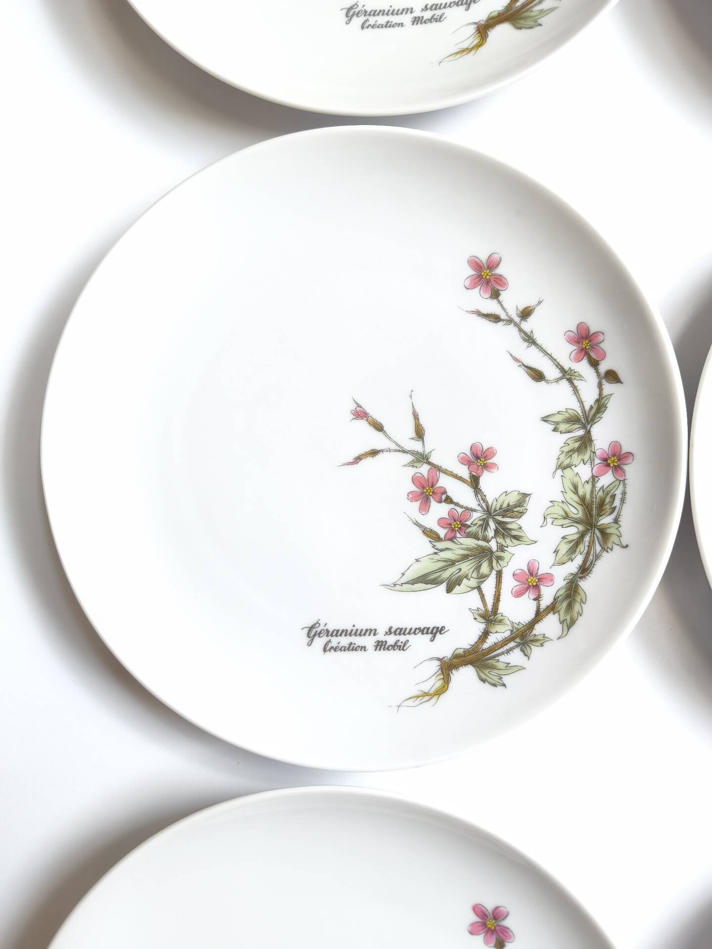 Lot de 6 assiettes à dessert de Bavière mobil décor fleurs roses