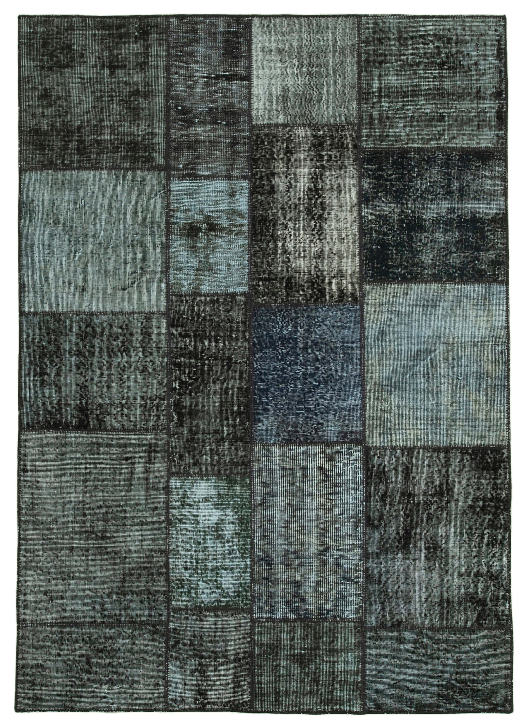 Hand-knotted oriental vintage 170 cm x 241 cm black patchwork rug