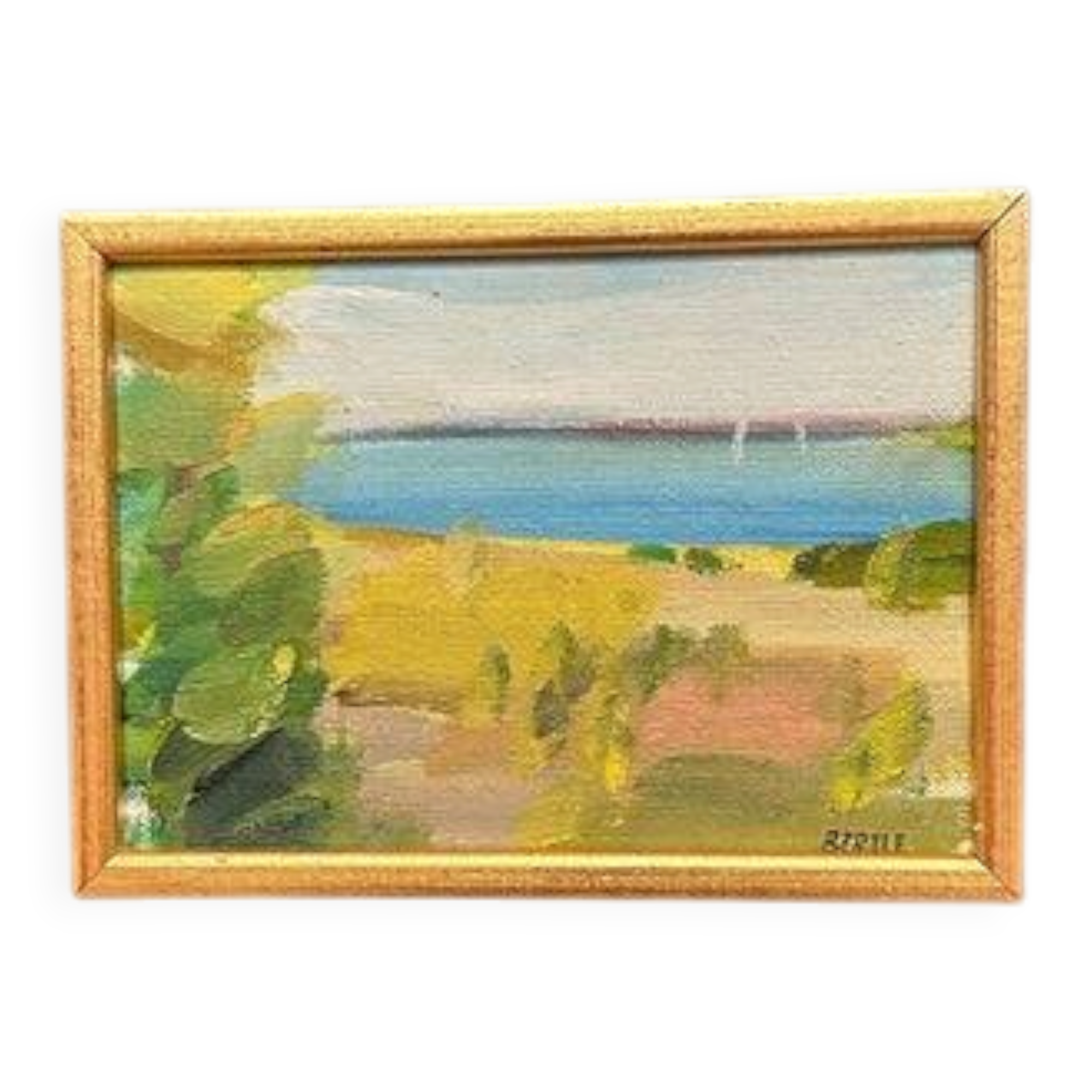 Original  Swedish Oil on Panel – “Coast” by Lars Bertle  –Signed – Vintage