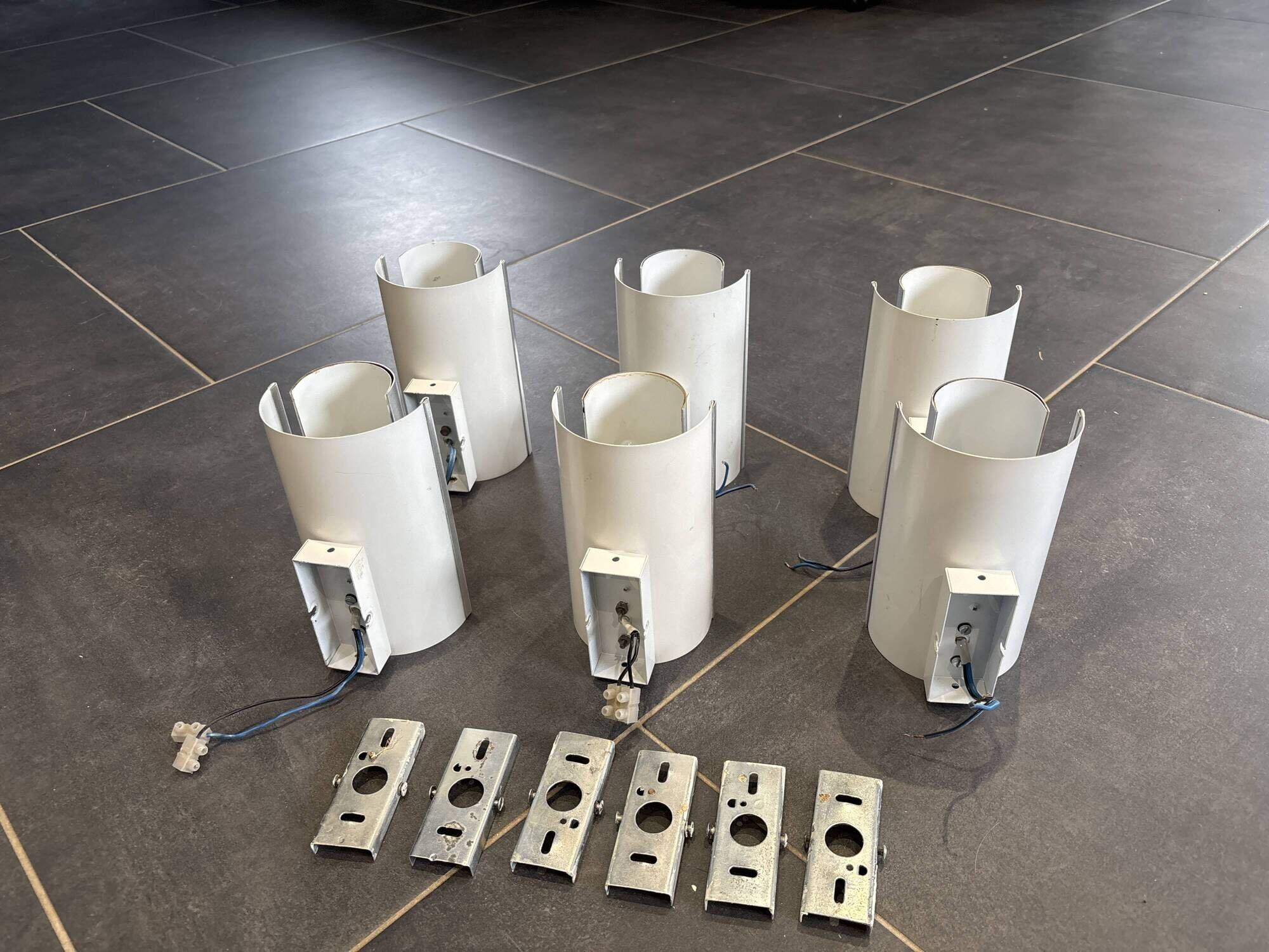 Philips metal and aluminium wall lights from the 1970s/1980s. Superb set of 6.