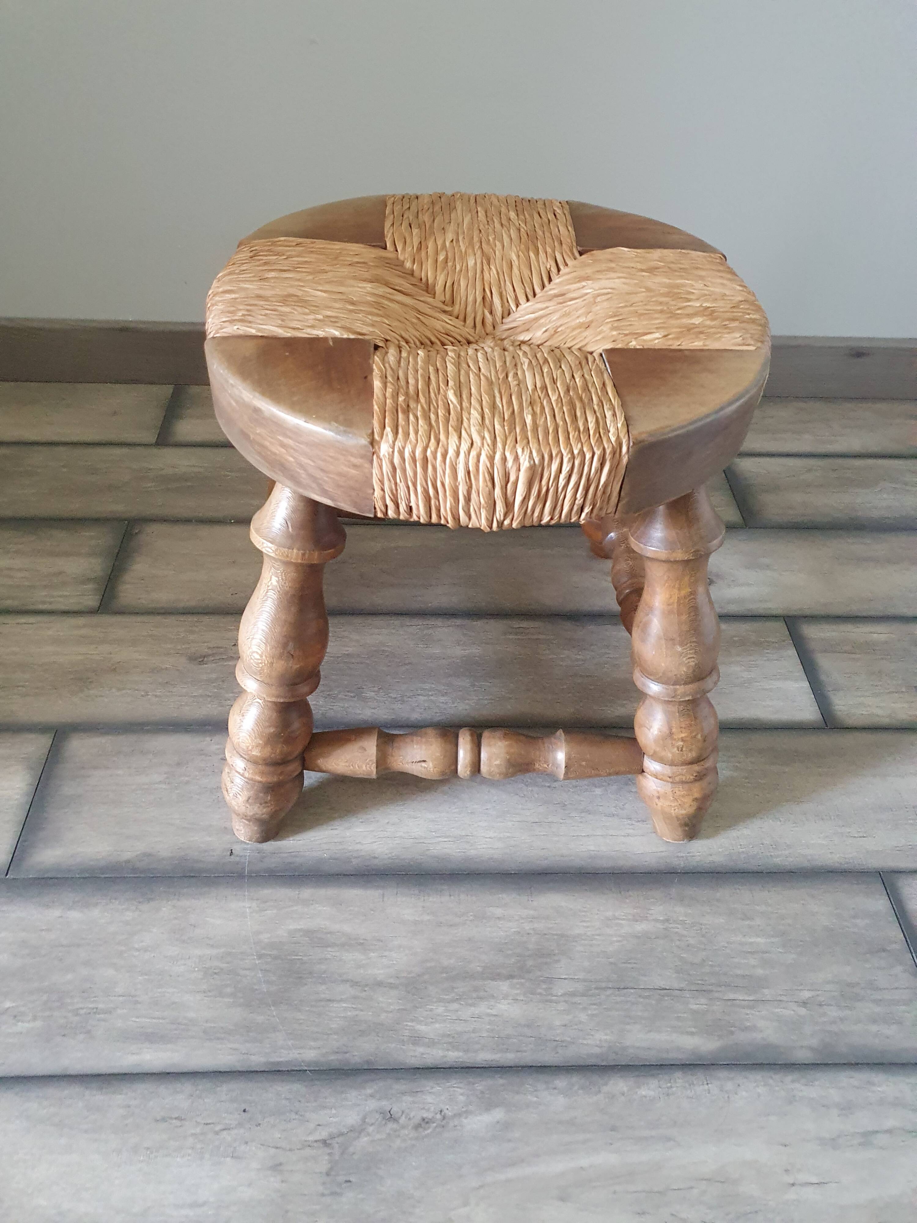 Straw chair and stool