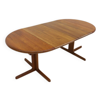 Vintage Danish round extendable dining table solid teak 1960s