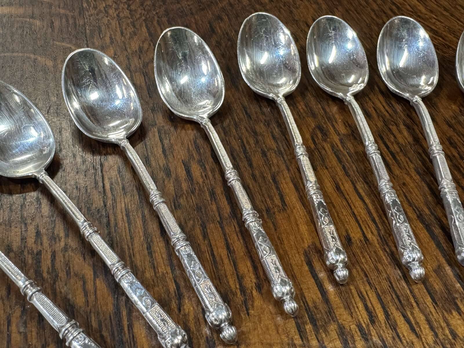 Set of 12 silver-plated mocha spoons