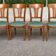 4 solid wood dining chairs with green fabric Louis Philippe 198