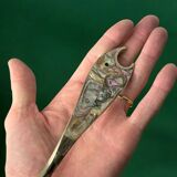 Fish bottle opener, abalone shell & alpaca, Mexico, circa 1980