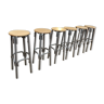 Set of 6 vintage bar top stools in metal and oak