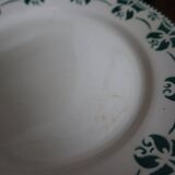 6 flat plates in white and green earthenware Saint Amand Terre de Fer