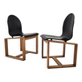 Chaises italiennes minimalistes en bois courbé des années 70, frêne et ébène
