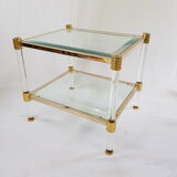 Coffee table in Lucite and Golden steel