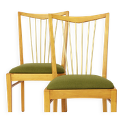 Pair of Vintage 1950s Mid-Century Modern Chairs – Solid Beech Wood & Fresh