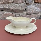 Digoin Sarreguemines ivory gravy boat with gadroons
