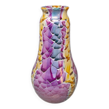 1990s Astonishing Giuseppe Locci Polycrome Craquelé Vase in Sardinian Ceramic. Made in Italy