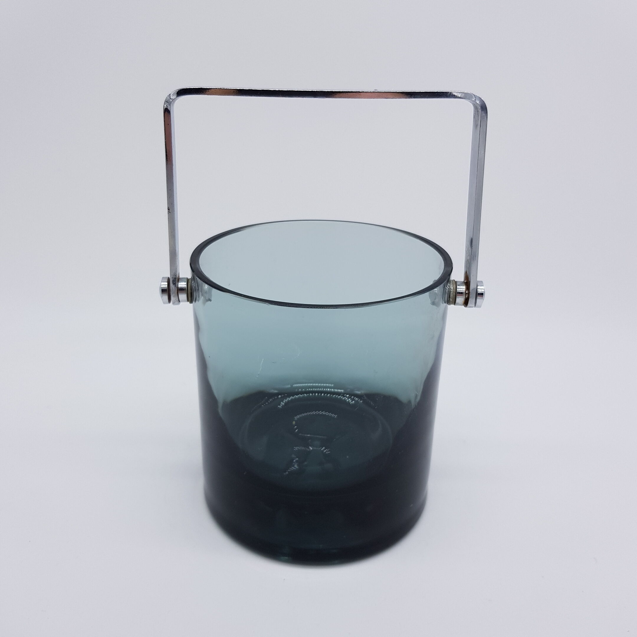 Bucket with ice cubes in vintage smoked glass