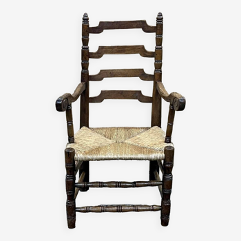 Fauteuil rustique XVIIIème en merisier et châtaignier