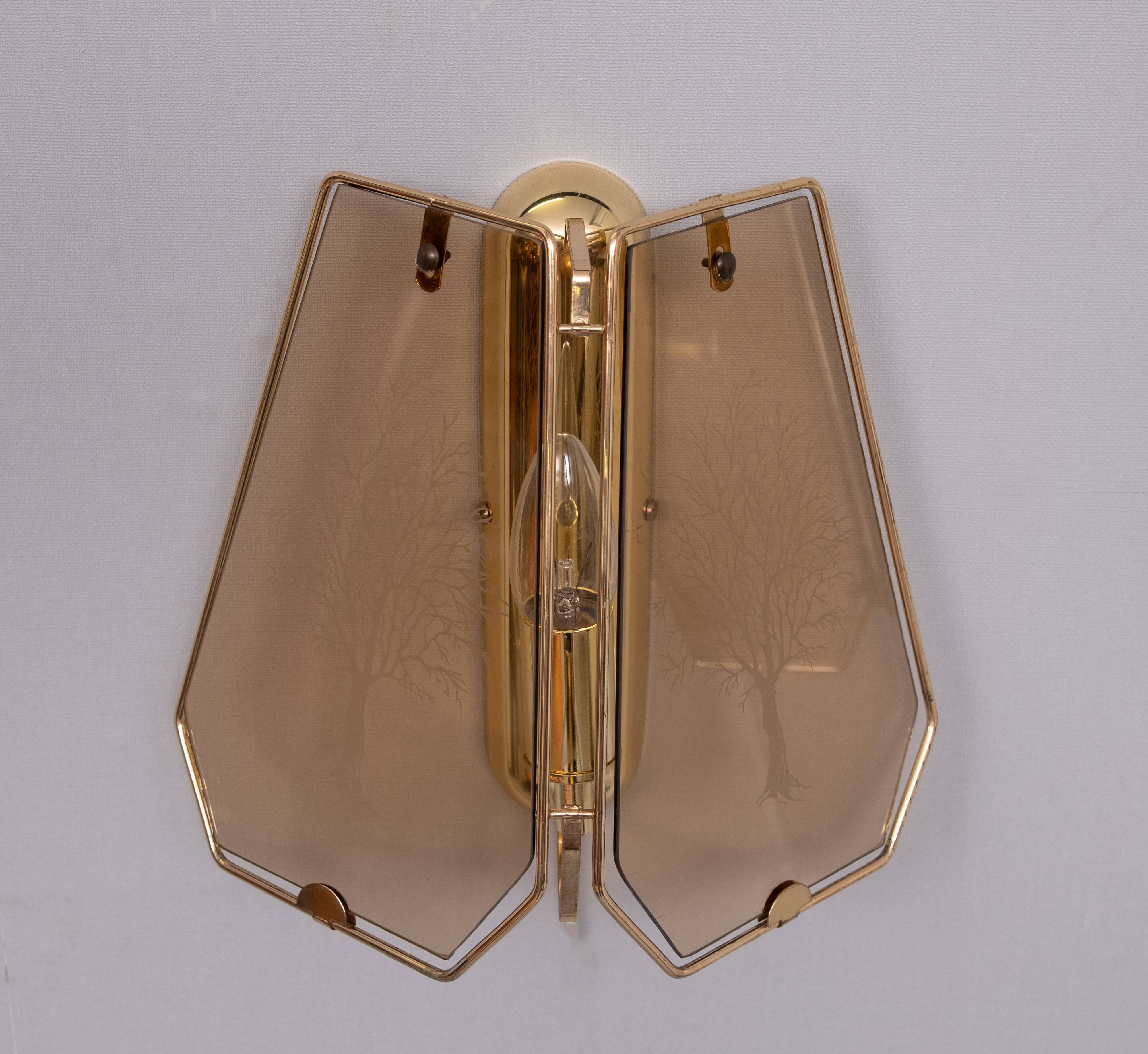 Hollywood Regency Brass Wall lamps 1970s