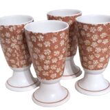 Mazagrans Coffee Cups Set of 4 with Salmon Pink Floral Decor