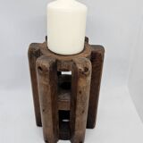Teak candle holder