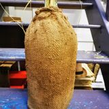 Jute canister dressed in burlap