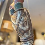 Tête de vache sacrée en bois polychrome indienne
