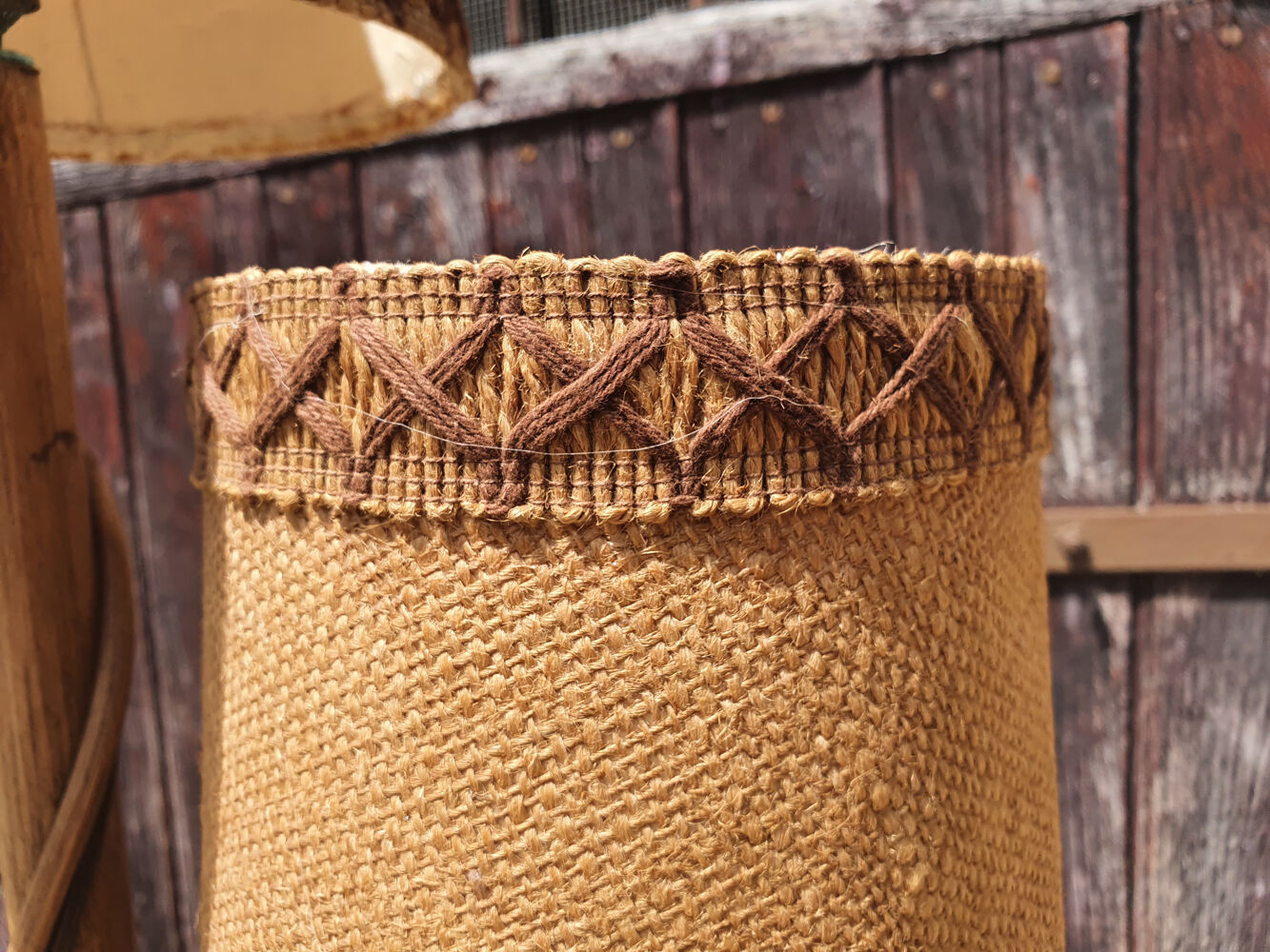 Floor lamp two lights, asymmetrical, bamboo and rattan, vintage, 70s