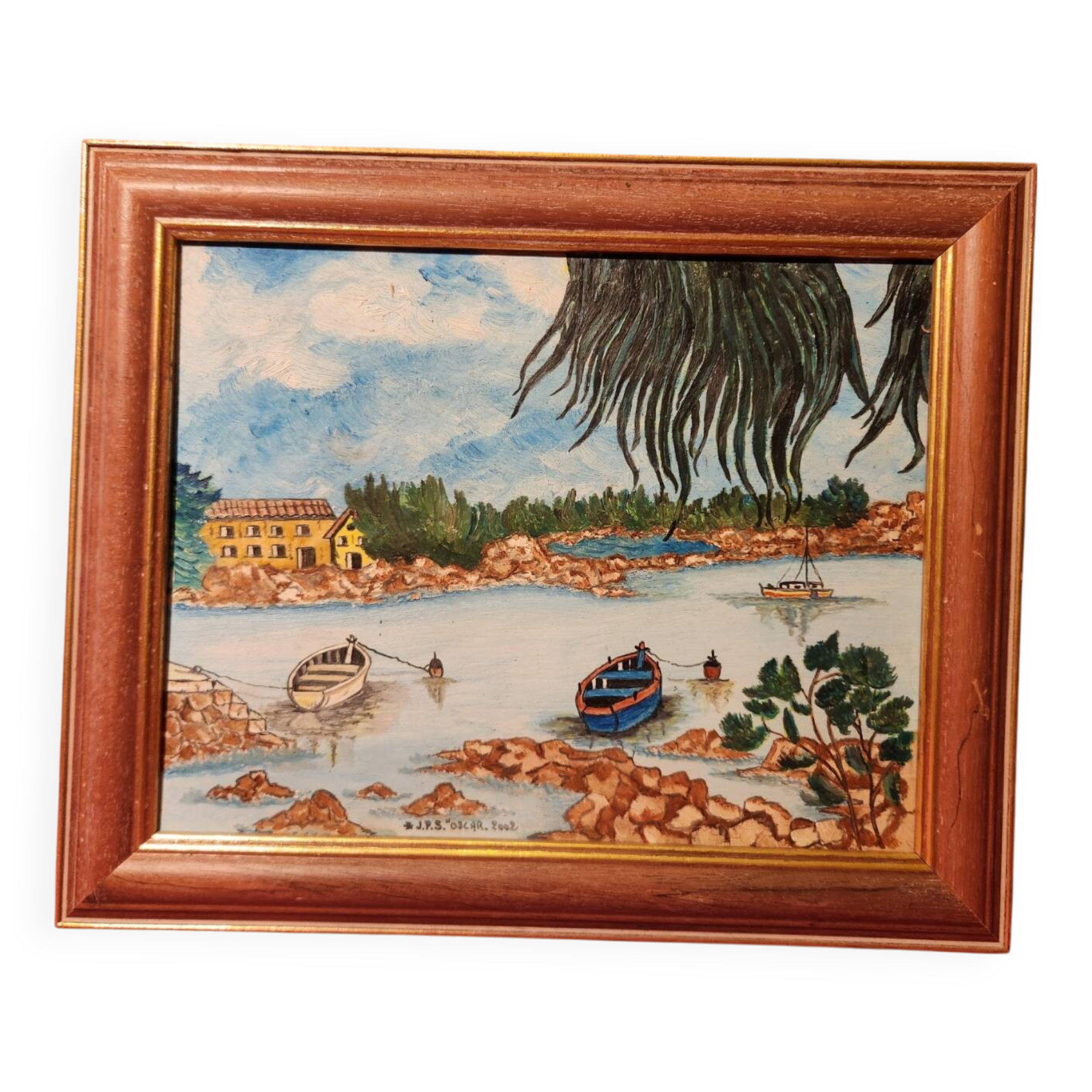 Tableau Saint Florent Corse signé JPS Oscar