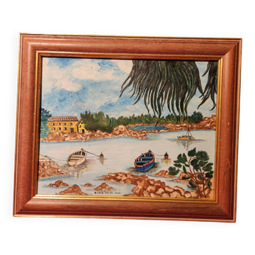 Tableau Saint Florent Corse signé JPS Oscar