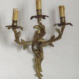 Magnificent Pair of French Antique Bronze Three-Light Acanthus Wall Sconces