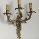Magnificent Pair of French Antique Bronze Three-Light Acanthus Wall Sconces