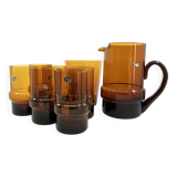 Set of 6 orangeade glasses / pitcher / ice bucket • Italy • 1970