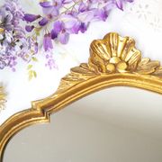 Baroque-style wall mirror / H49 cm x 30 cm /Decor shell and foliage / Golden with gold leaf
