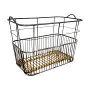 Vintage French Metal Bakery Cart long – Industrial Bread Trolley – Rolling L