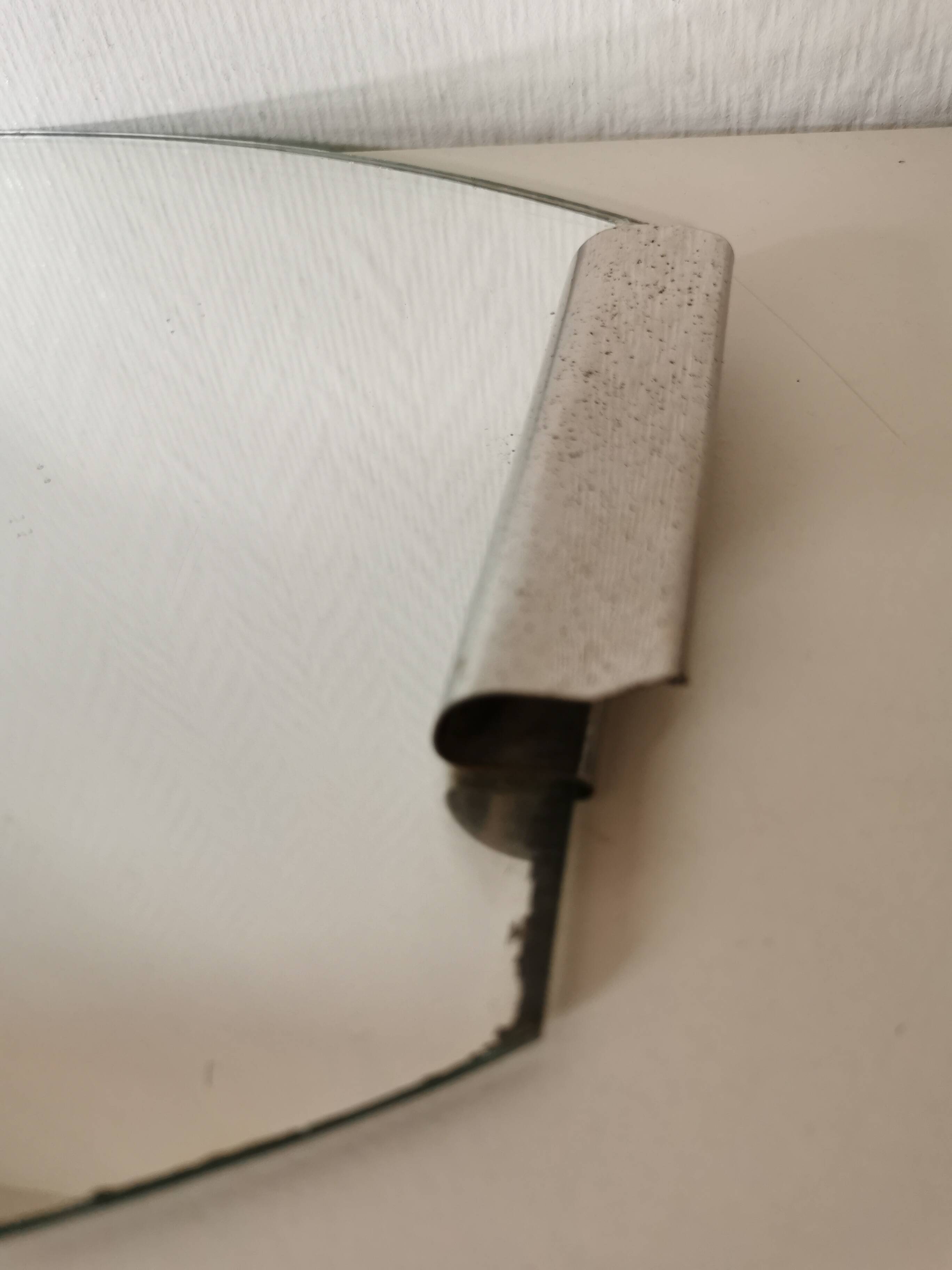 50s mirror tray, metal and glass