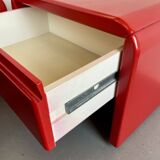 Pair of red bedside tables, 1980s