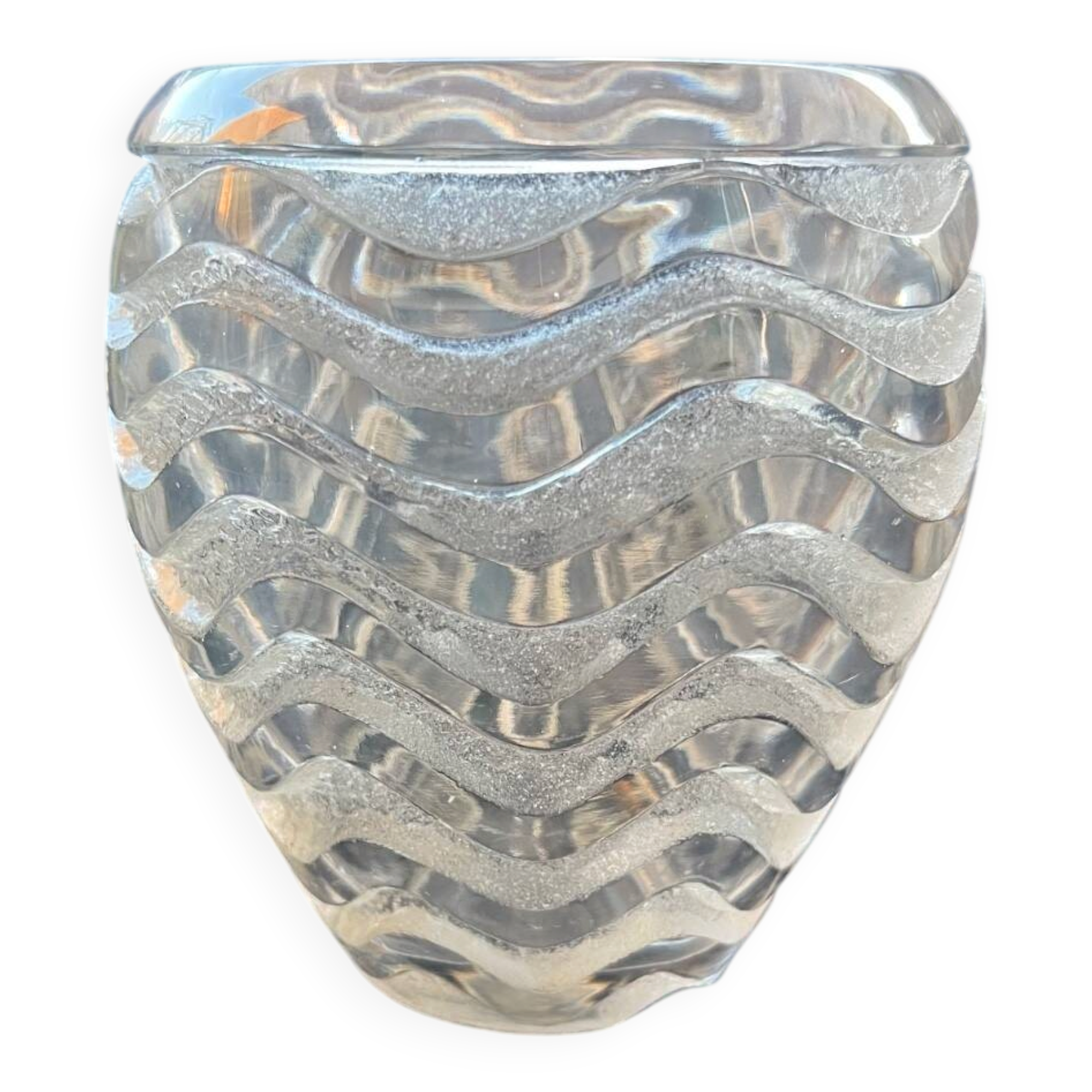 Lalique, vase "Meanders", glass, 1934, signed R.LALIQUE