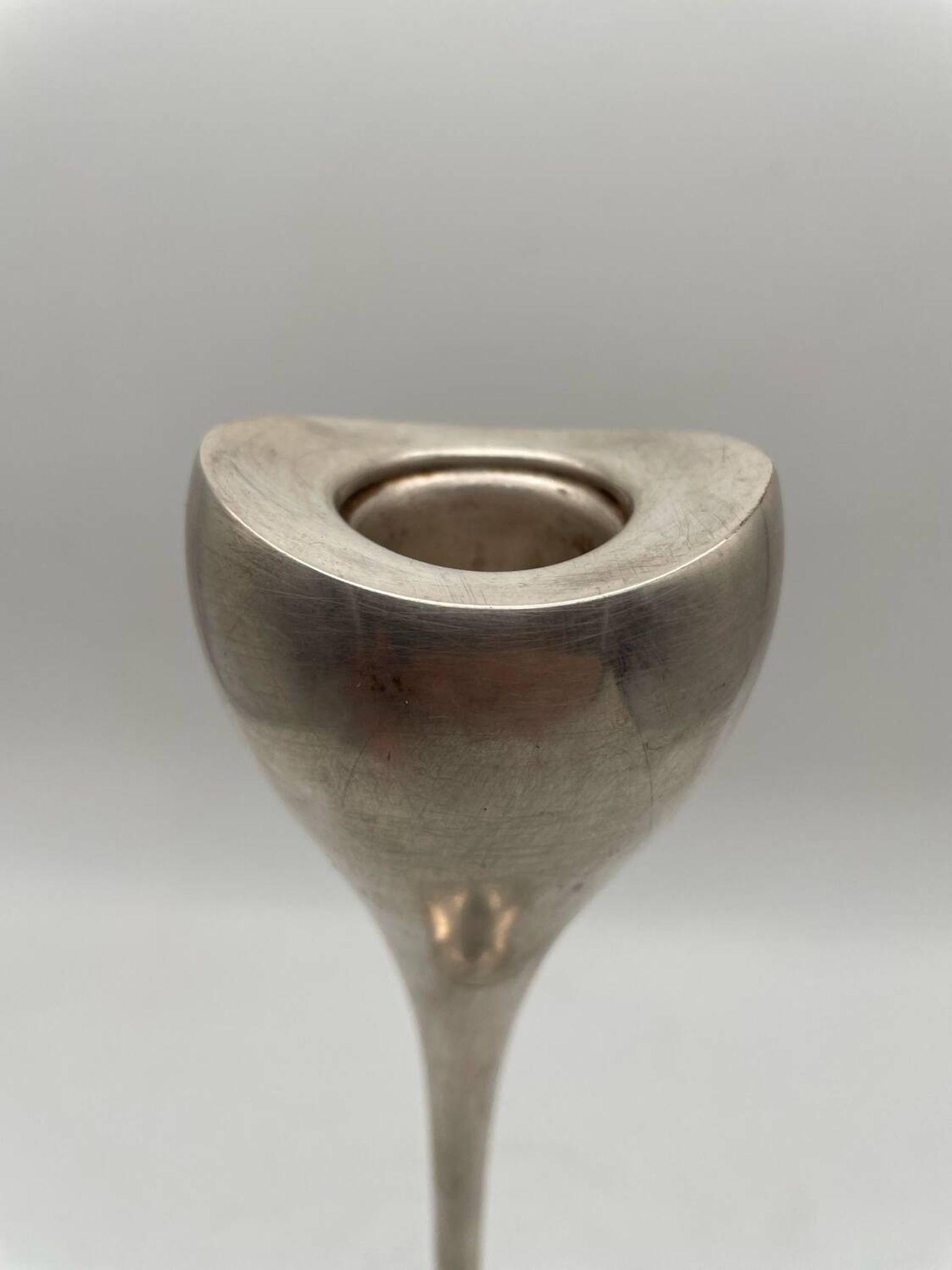 ABSA Danish Modernist Tulip Candle Holder in Silver Metal