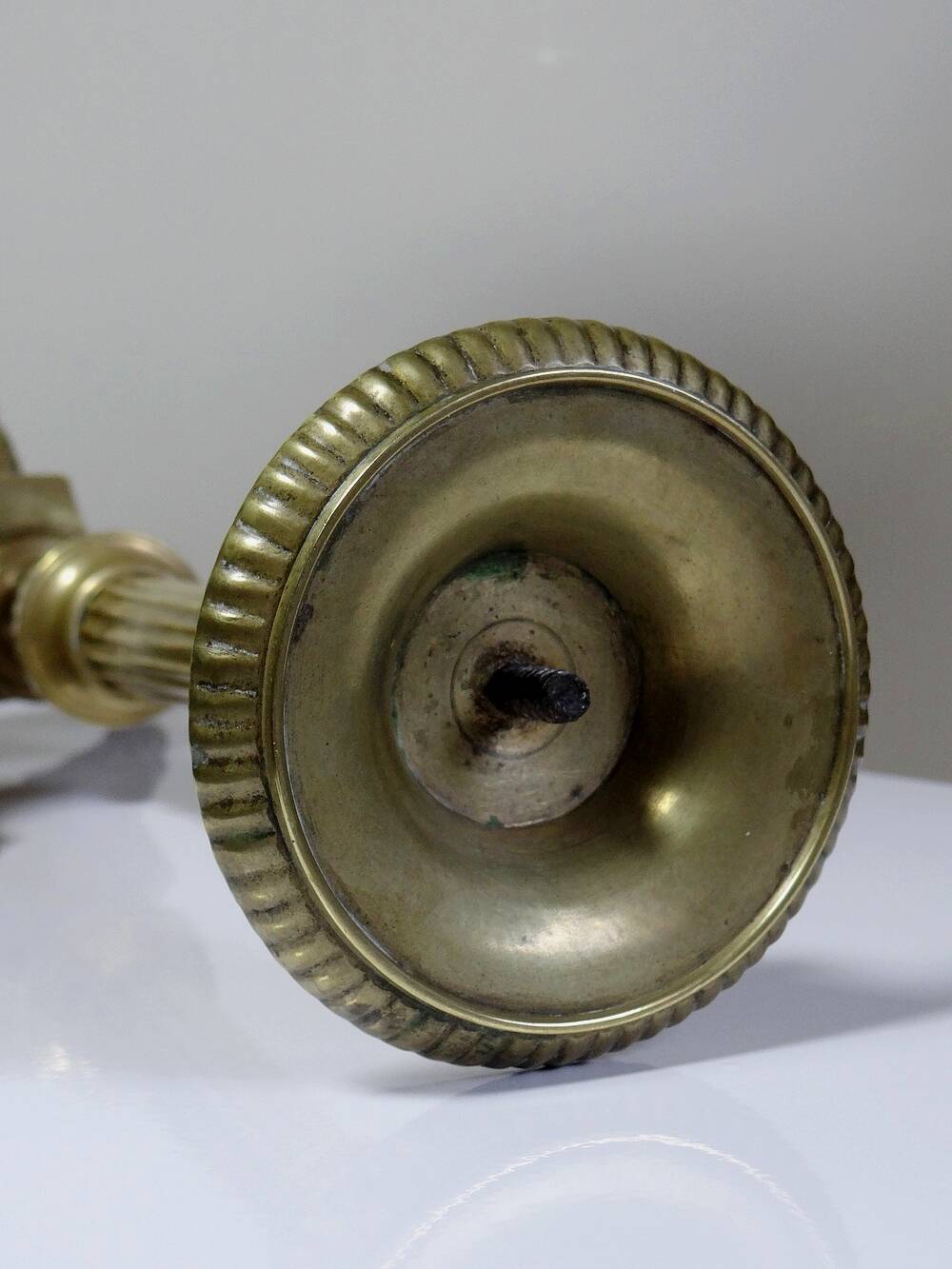 Pair of large 19th century church candlesticks in gilded bronze