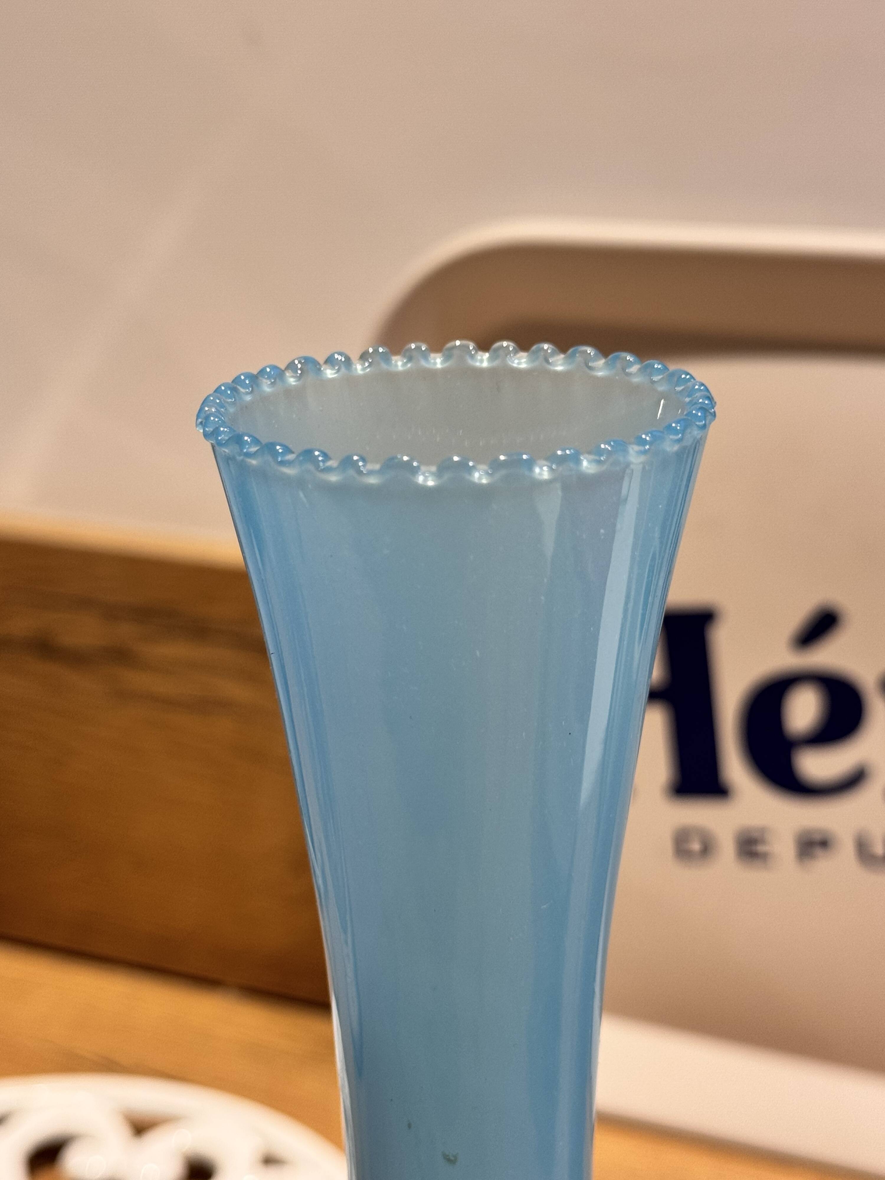 Vintage blue opaline soliflore vase