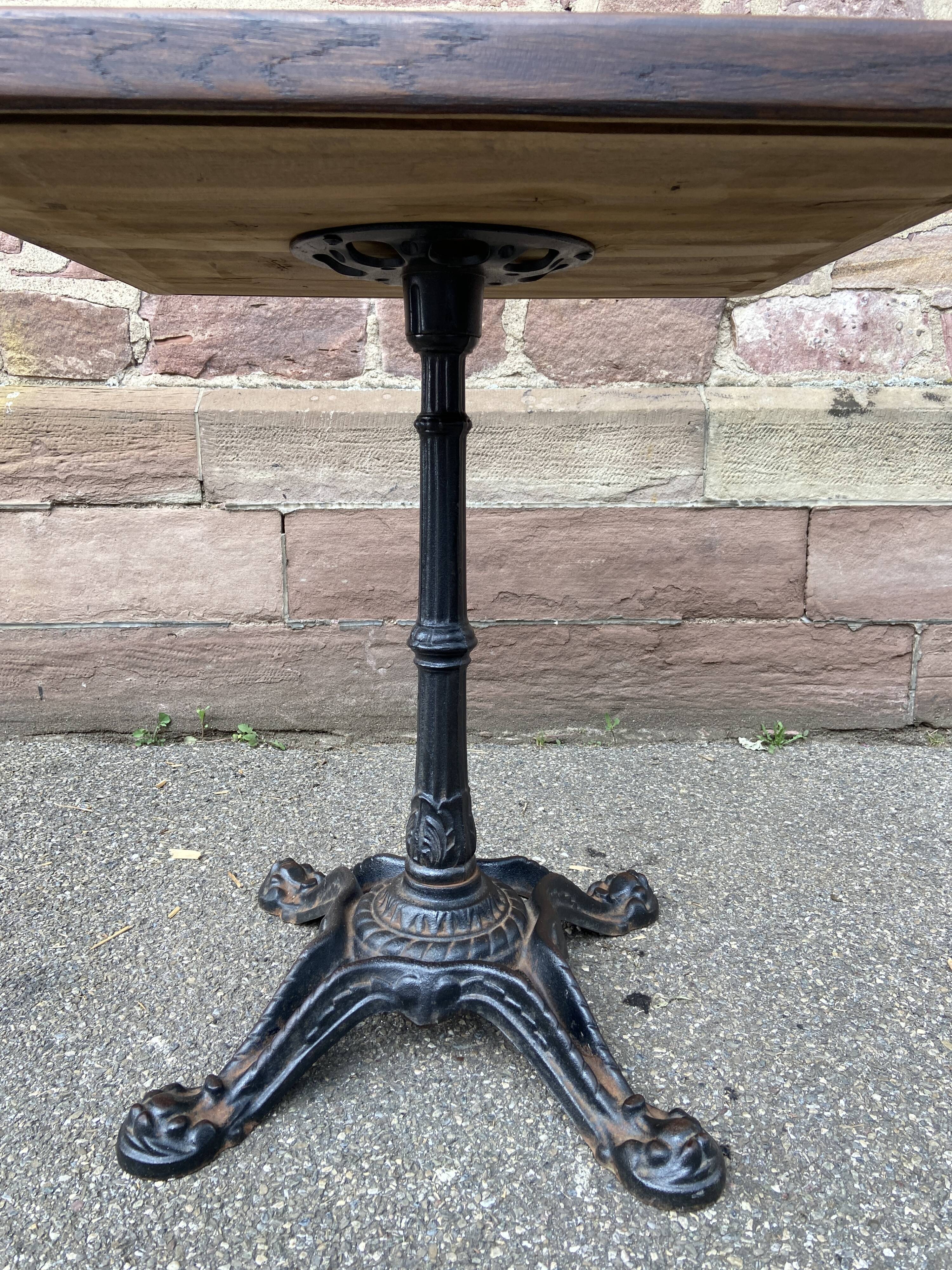 Cast iron & oak terrace pedestal table garden bistro art deco paris