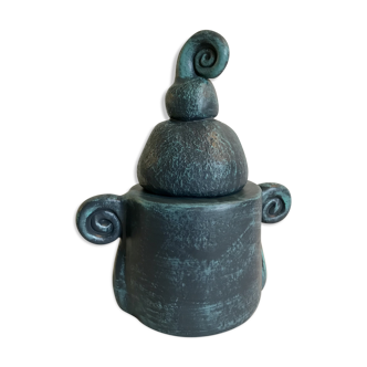 Blue "Orgh" box, Pierre Casenove for La Manufacture Saint Clément, between 1982 and 2001. Collection