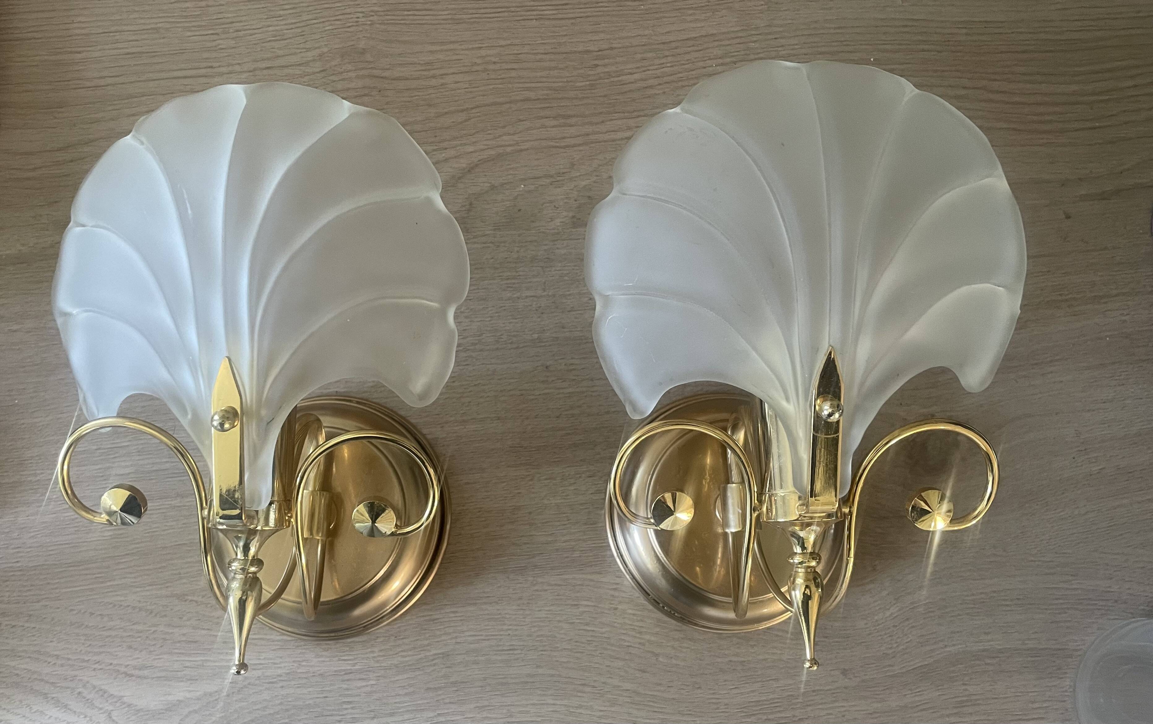 Pair of vintage shell wall lights