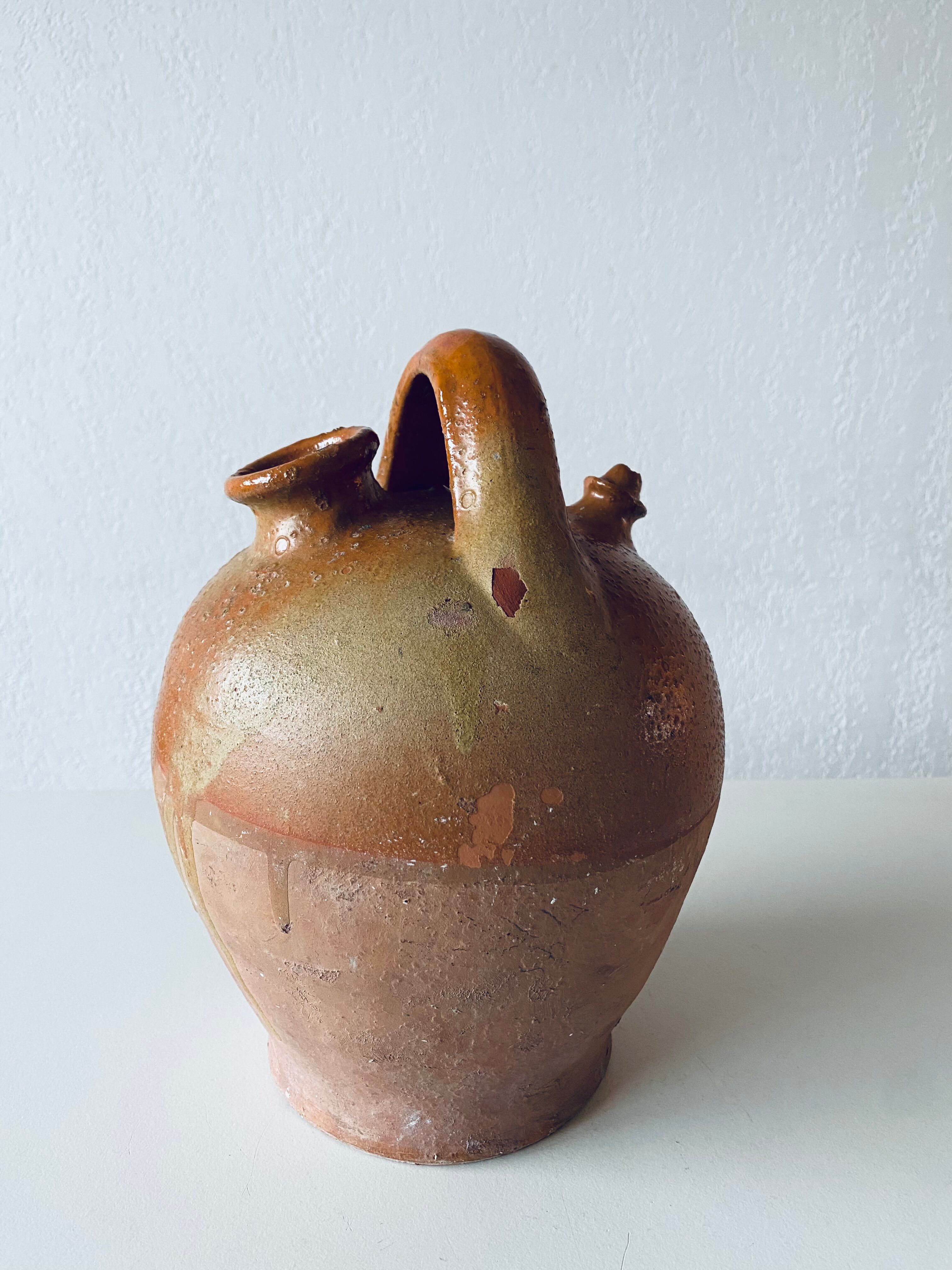 Old bohemian pottery, terracotta jug